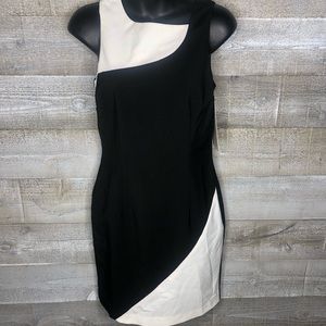 Boston Proper Black and White Colorblock Midi Dress